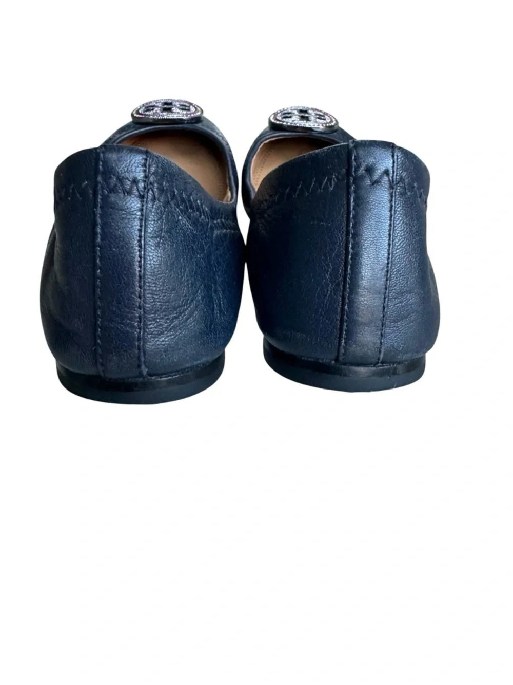 Tory Burch Liana Flats Crystal Embellished Navy Nappa Leather
